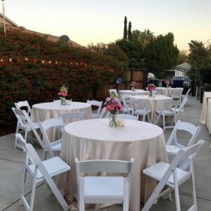 White Plastic Chairs and table