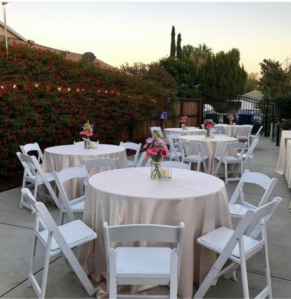 White Plastic Chairs and table