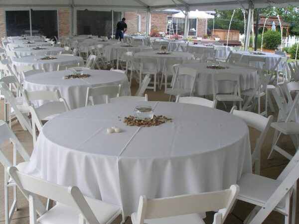 White Plastic Chairs and table